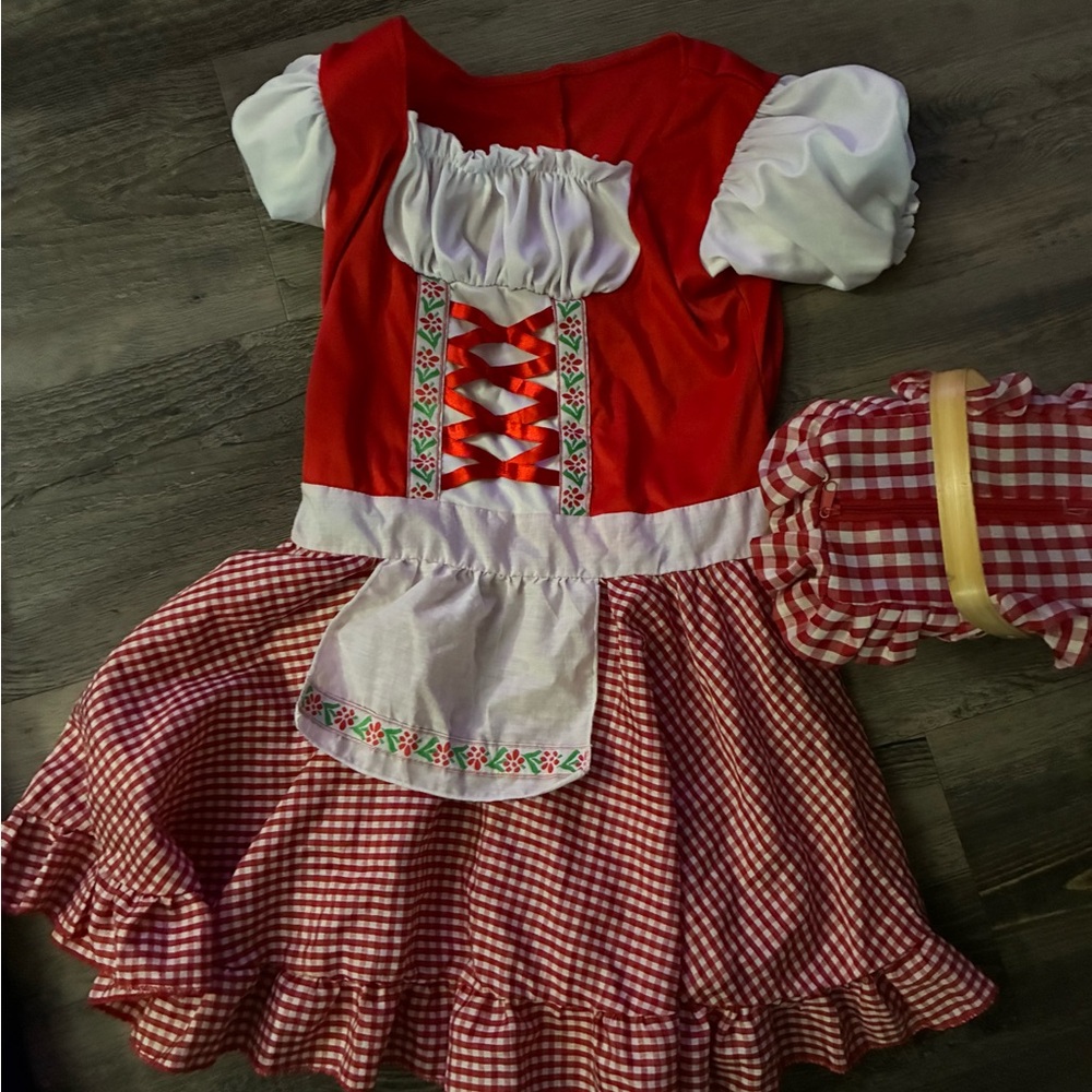 Red and White Gingham Dress with Apron